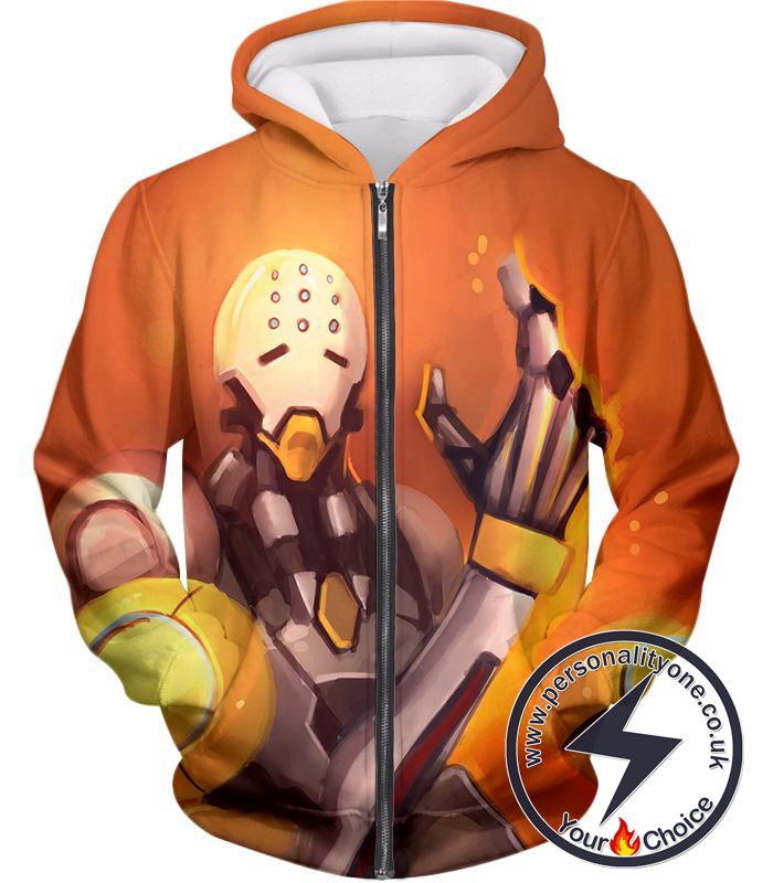 Overwatch Omnic Guru Wandering Robot Tekhartha Zenyatta Zip Up Hoodie